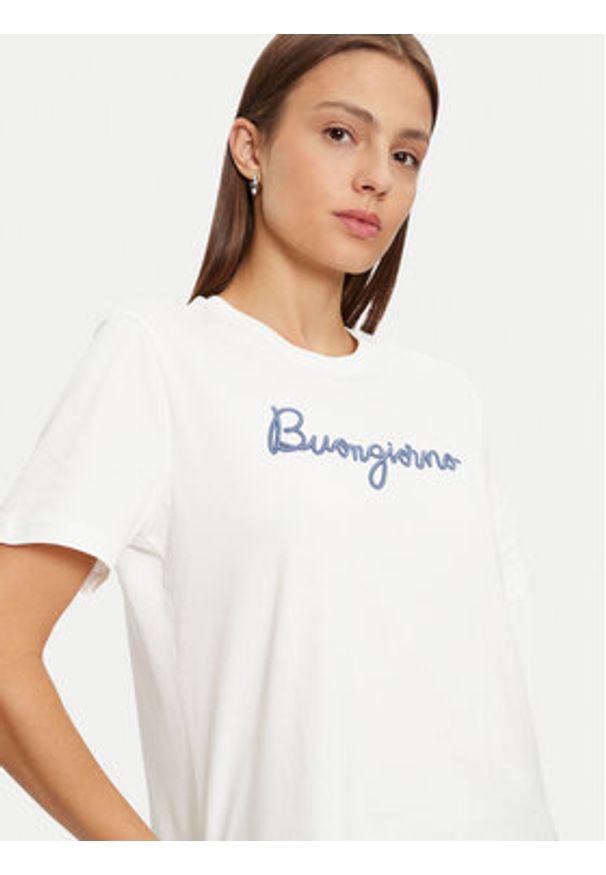 Vila T-Shirt 14097444 Biały Regular Fit. Kolor: biały. Materiał: bawełna