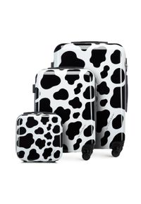 Wittchen - Komplet walizek z ABS-u w zwierzęcy wzór czarno-biały. Kolor: czarny, biały, wielokolorowy. Materiał: guma. Wzór: motyw zwierzęcy