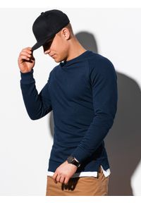 Ombre Clothing - Bluza męska bez kaptura B1217 - granatowa - XXL. Typ kołnierza: bez kaptura. Kolor: niebieski. Materiał: bawełna, poliester #5
