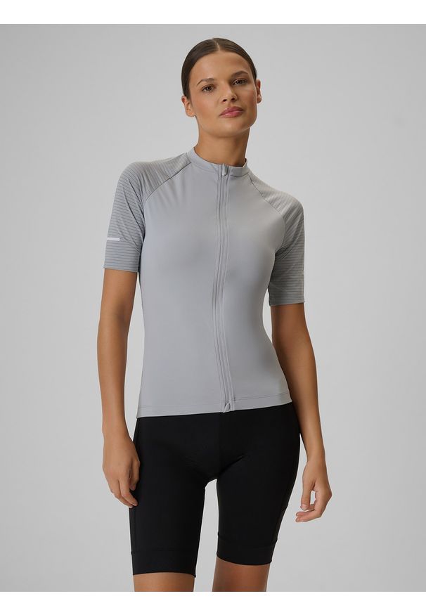 4f - 4F Koszulka kolarska damska - szara XL. Kolor: szary. Materiał: tkanina, włókno, skóra, materiał. Długość rękawa: raglanowy rękaw. Długość: długie. Sport: kolarstwo