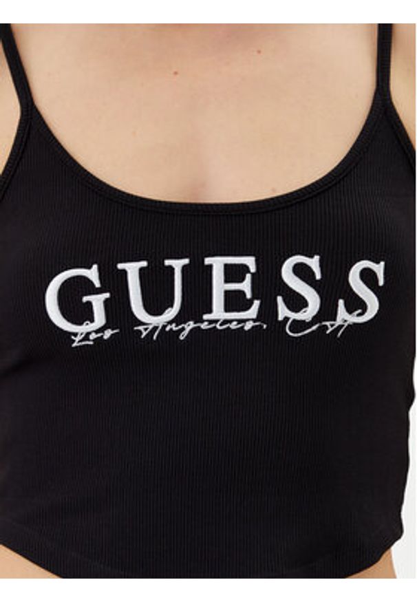 Guess Top V5GP16 K8RT2 Czarny Regular Fit. Kolor: czarny. Materiał: wiskoza