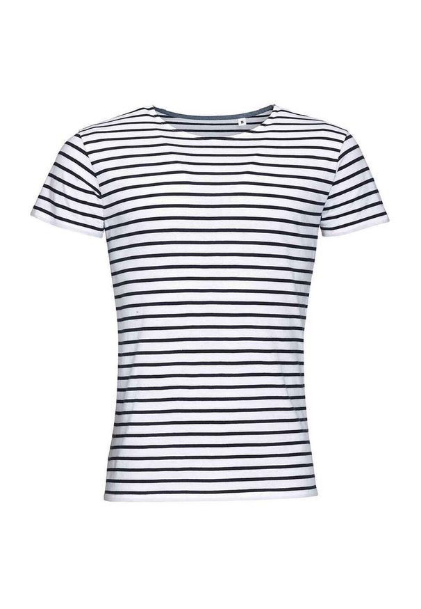 SOL'S - Męska Koszulka Z Okrągłym Dekoltem W Paski Miles. Kolor: niebieski, wielokolorowy, biały. Wzór: paski. Sport: turystyka piesza