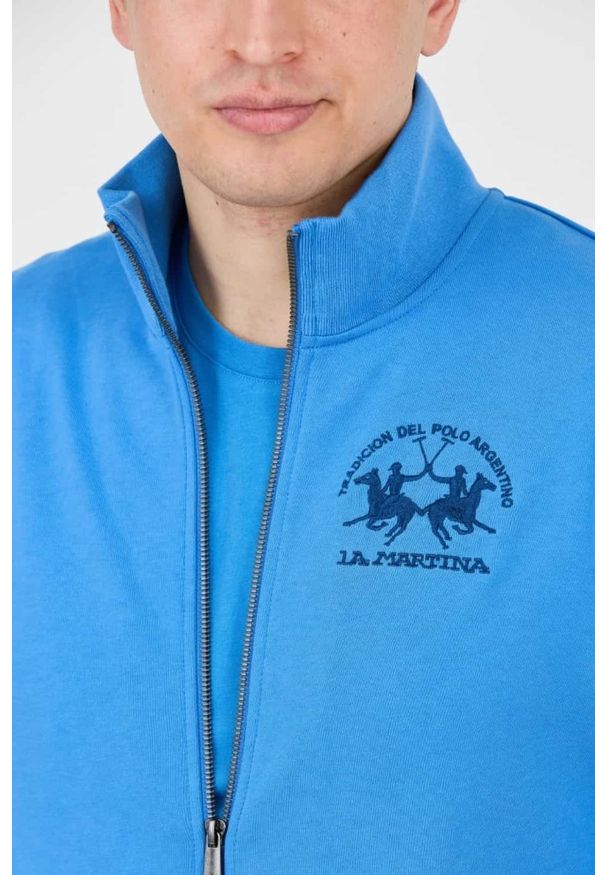 La Martina - LA MARTINA Błękitna męska rozpinana bluza, Rozmiar XL. Kolor: niebieski