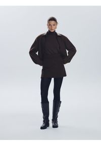 Reserved - Marynarka na zamek - ciemnobrązowy. Kolor: brązowy. Materiał: dzianina #1