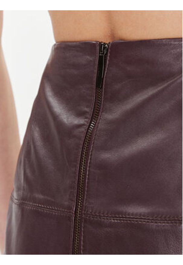 Ted Baker Spódnica skórzana Valiat 241424 Bordowy Regular Fit. Kolor: czerwony. Materiał: skóra