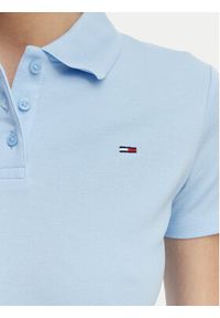 Tommy Jeans Polo Essential DW0DW20160 Niebieski jasny Slim Fit. Typ kołnierza: polo. Kolor: niebieski. Materiał: bawełna #4