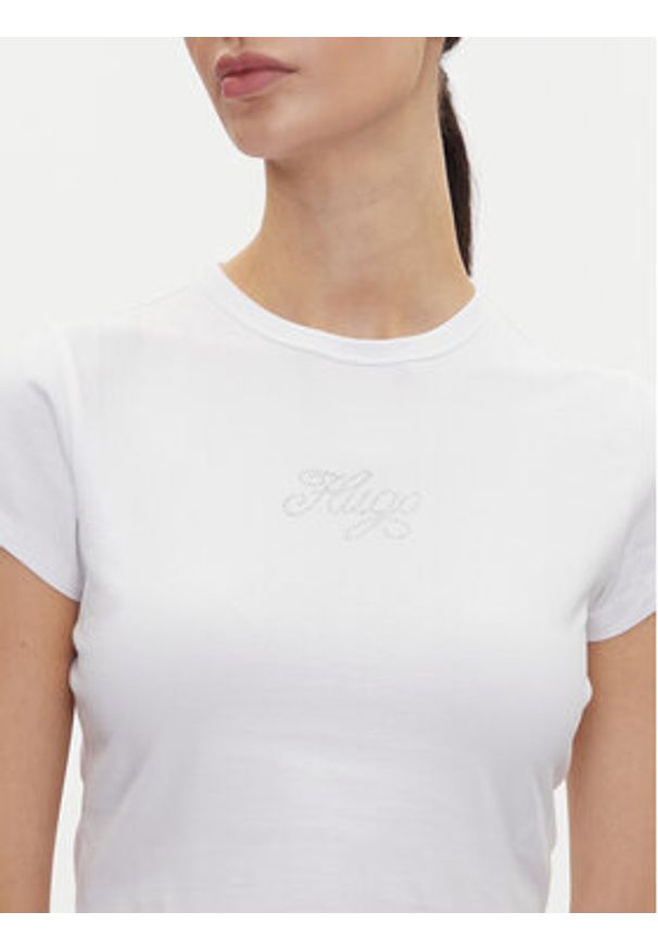 Hugo - HUGO T-Shirt Dome_B 50537247 Biały Slim Fit. Kolor: biały. Materiał: bawełna