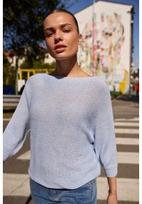 MOODO - Cienki sweter błękitny. Kolor: niebieski. Materiał: poliamid, akryl #1
