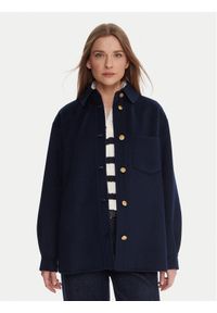 TOMMY HILFIGER - Tommy Hilfiger Płaszcz wełniany WW0WW46558 Granatowy Relaxed Fit. Kolor: niebieski. Materiał: syntetyk #1