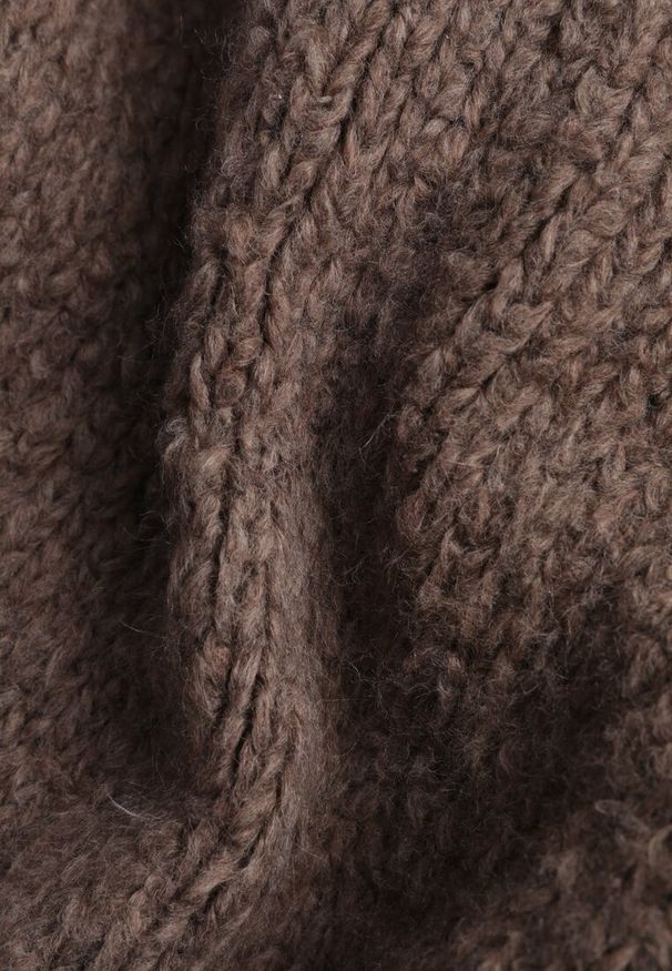 Renee - Jasnobrązowy Niezapinany Kardigan Nietoperzowy z Dodatkiem Wełny i Wiskozy Rallidia. Kolor: brązowy. Materiał: wiskoza, wełna. Wzór: gładki