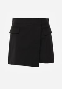 Born2be - Czarne Spódnico-Szorty z Bawełną Ozdobione Imitacją Kieszeni Tinorina. Okazja: na spacer. Kolor: czarny. Materiał: bawełna. Wzór: aplikacja. Sezon: wiosna. Styl: elegancki #8