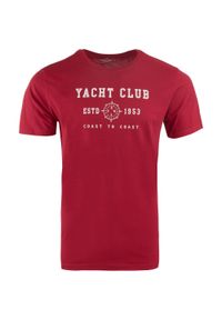 DaVinci - Męskie T-shirt Corso Da Vinci Livenza Rood - Wysokiej Jakości Bawełna. Kolor: czerwony. Materiał: bawełna. Wzór: napisy #1