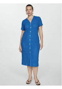 mango - Mango Sukienka dzianinowa Tunis 77010366 Niebieski Regular Fit. Kolor: niebieski. Materiał: bawełna #9
