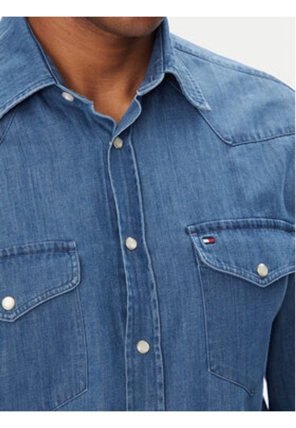 TOMMY HILFIGER - Tommy Hilfiger Koszula jeansowa MW0MW39429 Niebieski Regular Fit. Kolor: niebieski. Materiał: bawełna