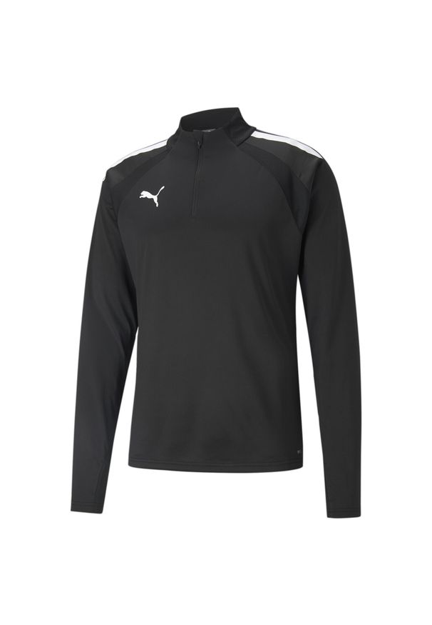 Puma - Męska koszulka piłkarska z zamkiem 1/4 teamLIGA PUMA Black White. Kolor: wielokolorowy, czarny, biały. Sport: piłka nożna