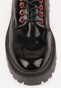 Born2be - Czarno-Czerwone Sznurowane Półbuty Oksfordki VICES na Grubej Podeszwie Anatea. Okazja: na co dzień. Zapięcie: sznurówki. Kolor: czarny. Materiał: jeans. Styl: casual, elegancki, klasyczny #5