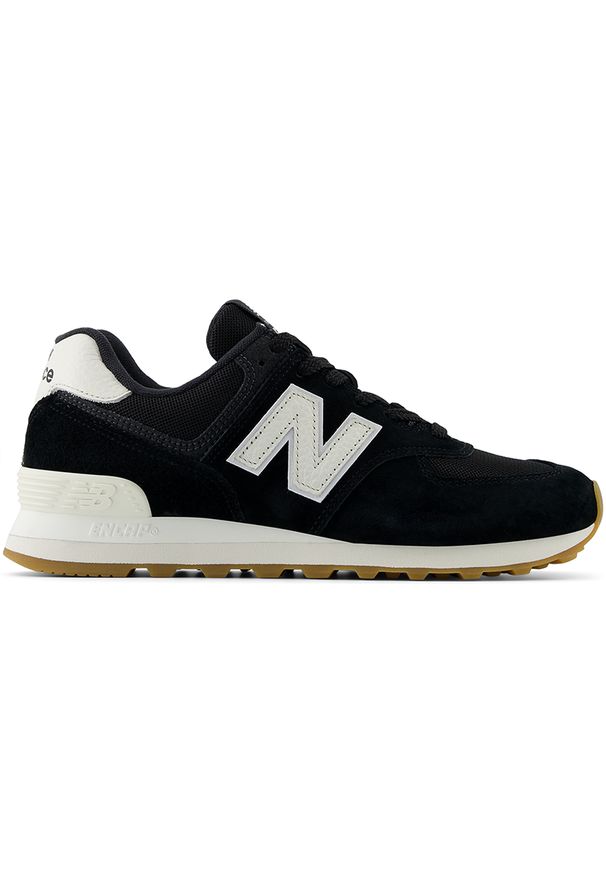 Buty unisex New Balance U574RAB – czarne. Kolor: czarny. Materiał: guma, syntetyk, skóra, materiał. Szerokość cholewki: normalna. Model: New Balance 574