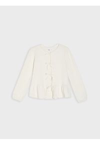 Sinsay - Bawełniany sweter kardigan z ozdobnymi kokardami - kremowy. Typ kołnierza: kokarda. Kolor: kremowy. Materiał: bawełna #1