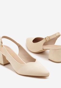 Born2be - Beżowe Sandały Vices na Obcasie Bez Pięty ze Skórzaną Wkładką Ciariliana. Okazja: na co dzień. Zapięcie: sprzączka. Kolor: beżowy. Materiał: skóra. Szerokość cholewki: normalna. Obcas: na obcasie. Styl: casual, klasyczny, elegancki. Wysokość obcasa: średni #2
