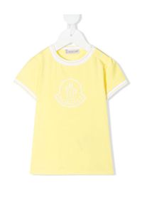 MONCLER KIDS - Żółta koszulka z logo 0-2 lat. Kolor: żółty. Materiał: bawełna. Wzór: aplikacja. Sezon: lato. Styl: klasyczny
