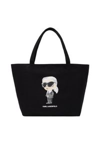 Karl Lagerfeld - KARL LAGERFELD Czarna shopperka damska Ikon Aquarelle. Kolor: czarny. Styl: elegancki, casual #4