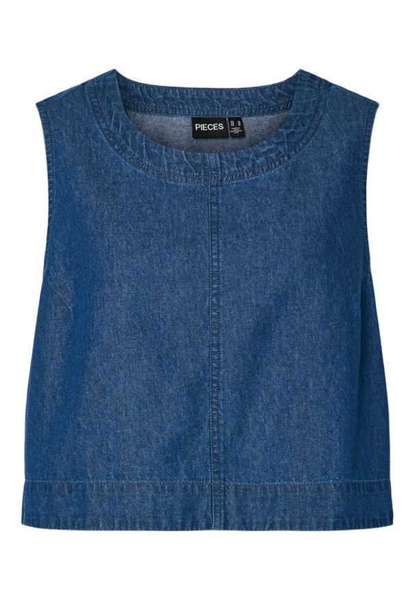 Pieces Top Tenim 17157936 Granatowy Regular Fit. Kolor: niebieski. Materiał: bawełna