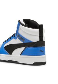 Puma - Młodzieżowe sneakersy Rebound V6 Mid PUMA White Black Racing Blue. Kolor: czarny, niebieski, wielokolorowy, biały. Sport: turystyka piesza, koszykówka #2