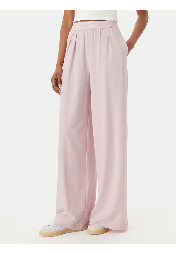 Guess Spodnie materiałowe V6GB08 W1771 Różowy jasny Regular Fit. Kolor: różowy. Materiał: syntetyk