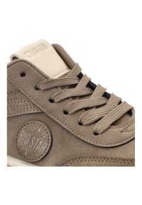 Big-Star - Sneakersy unisex Big Star, ze skóry ekologicznej na platformie z okrągłym noskiem sznurowane, beżowe, SS174020. Okazja: na co dzień. Nosek buta: okrągły. Zapięcie: sznurówki. Kolor: beżowy. Materiał: materiał, skóra ekologiczna. Szerokość cholewki: normalna. Obcas: na platformie #2