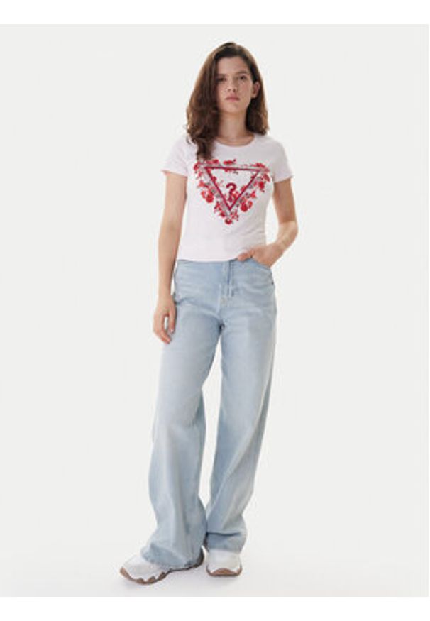 Guess T-Shirt W6RI23 J1314 Różowy Regular Fit. Kolor: różowy. Materiał: bawełna