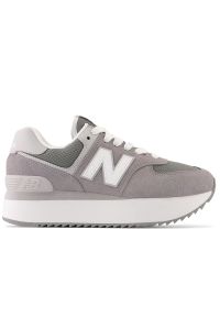 Buty New Balance WL574ZSD - szare. Kolor: szary. Materiał: guma, skóra, zamsz, tworzywo sztuczne, materiał. Szerokość cholewki: normalna. Obcas: na platformie. Model: New Balance 574