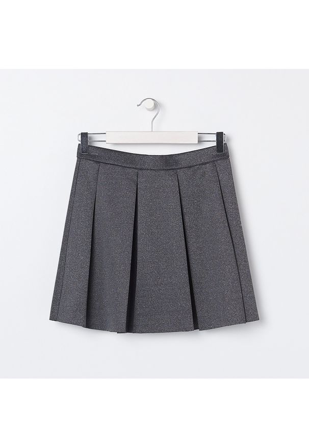 Sinsay - Plisowana spódnica mini - Szary. Kolor: szary