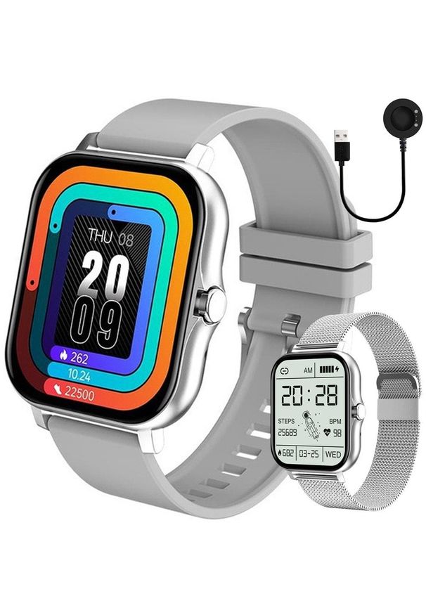 Smartwatch Verk Smartwatch zegarek damski męski gumowy pasek sport bluetooth rozmowy szary. Rodzaj zegarka: smartwatch. Kolor: szary. Materiał: guma. Styl: sportowy