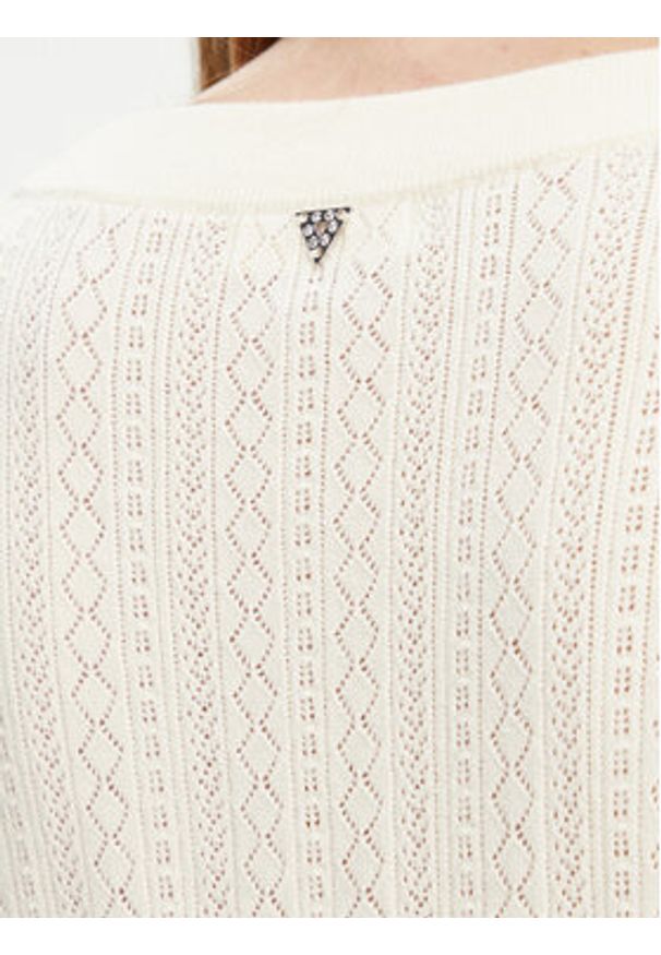 Guess Kardigan W5YR01 Z2ZK2 Biały Regular Fit. Kolor: biały. Materiał: wiskoza