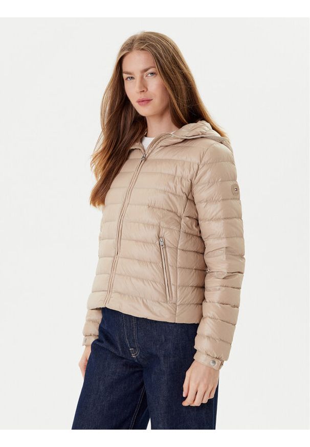 TOMMY HILFIGER - Tommy Hilfiger Kurtka puchowa WW0WW46788 Beżowy Regular Fit. Kolor: beżowy. Materiał: syntetyk
