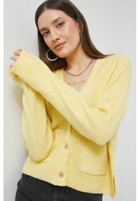 Abercrombie & Fitch kardigan z domieszką wełny damski kolor żółty lekki. Kolor: żółty. Materiał: wełna. Długość rękawa: długi rękaw. Długość: długie #1
