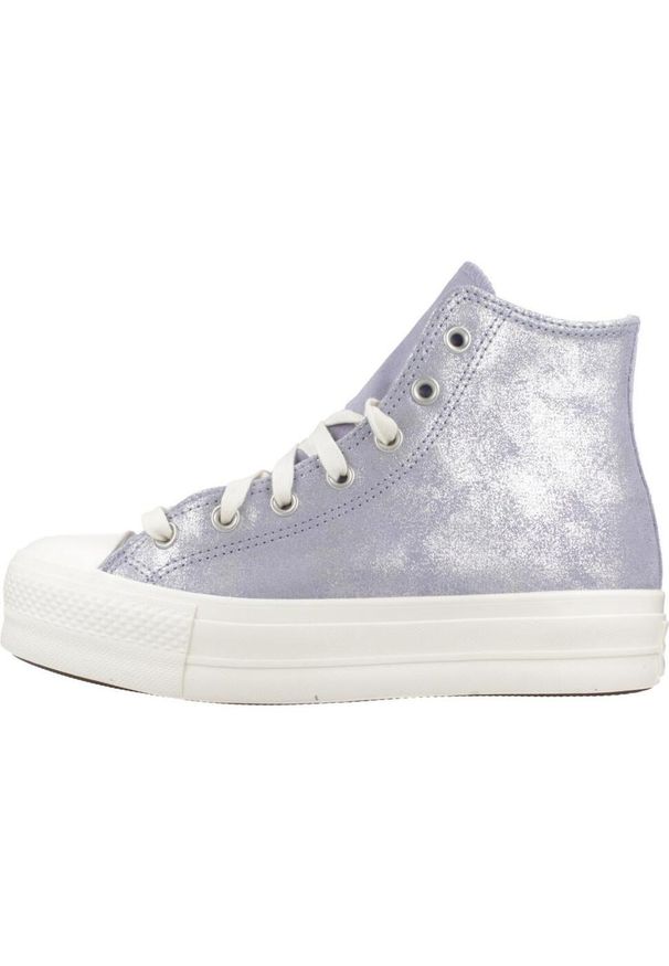 Converse - Kapcie CONVERSE Chuck Taylor All Star Lift Platform Suede Shimmer Hi Fioletowy. Kolor: fioletowy. Materiał: tkanina, skóra. Obcas: na platformie
