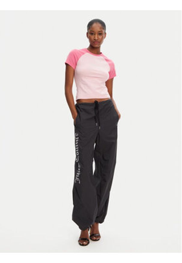 Juicy Couture T-Shirt Contrast JCWCT125307 Różowy Slim Fit. Kolor: różowy. Materiał: bawełna