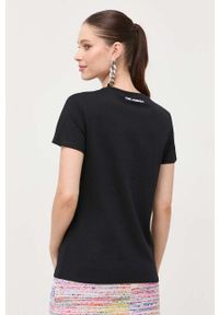 Karl Lagerfeld t-shirt bawełniany kolor czarny. Kolor: czarny. Materiał: bawełna. Długość rękawa: krótki rękaw. Długość: krótkie. Wzór: aplikacja. Styl: klasyczny #5