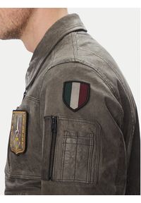 Aeronautica Militare Kurtka skórzana 251PN5047PL00300 Szary Regular Fit. Kolor: szary. Materiał: skóra #3