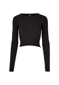 Pullover court dzianina prążkowana z zakręconym tyłem dla kobiet Urban Classics. Kolor: czarny. Materiał: prążkowany, dzianina. Długość: krótkie. Sezon: zima #1