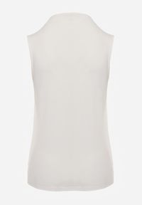 Renee - Biała Bluzka Top Bez Rękawów ze Stójką Nedire. Typ kołnierza: kołnierzyk stójkowy. Kolor: biały. Materiał: jeans, materiał, elastan, poliester. Długość rękawa: bez rękawów. Styl: elegancki #8