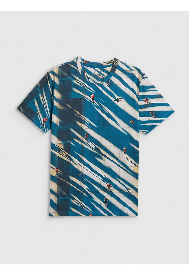 4f - 4F T-shirt regular z nadrukiem męski - multikolor M. Okazja: na co dzień. Kolor: wielokolorowy. Materiał: materiał. Wzór: nadruk. Styl: casual
