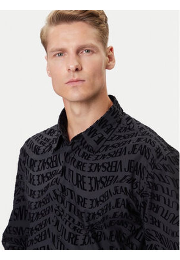 Versace Jeans Couture Koszula 79GAL2R0 NS703 Czarny Slim Fit. Kolor: czarny. Materiał: bawełna