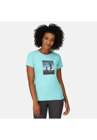 Regatta - Fingal VII damska turystyczna koszulka z krótkim rękawem. Kolor: niebieski. Materiał: tkanina. Długość rękawa: krótki rękaw. Długość: krótkie. Sport: turystyka piesza #1