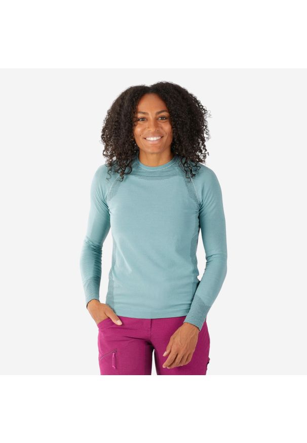 SIMOND - Podkoszulka bezszwowa damska Simond Alpinism wełna. Kolor: niebieski. Materiał: wełna, materiał, poliamid. Sport: turystyka piesza