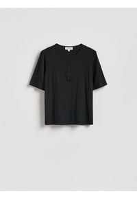 Reserved - Bluzka z wiskozy - czarny. Kolor: czarny. Materiał: wiskoza #1
