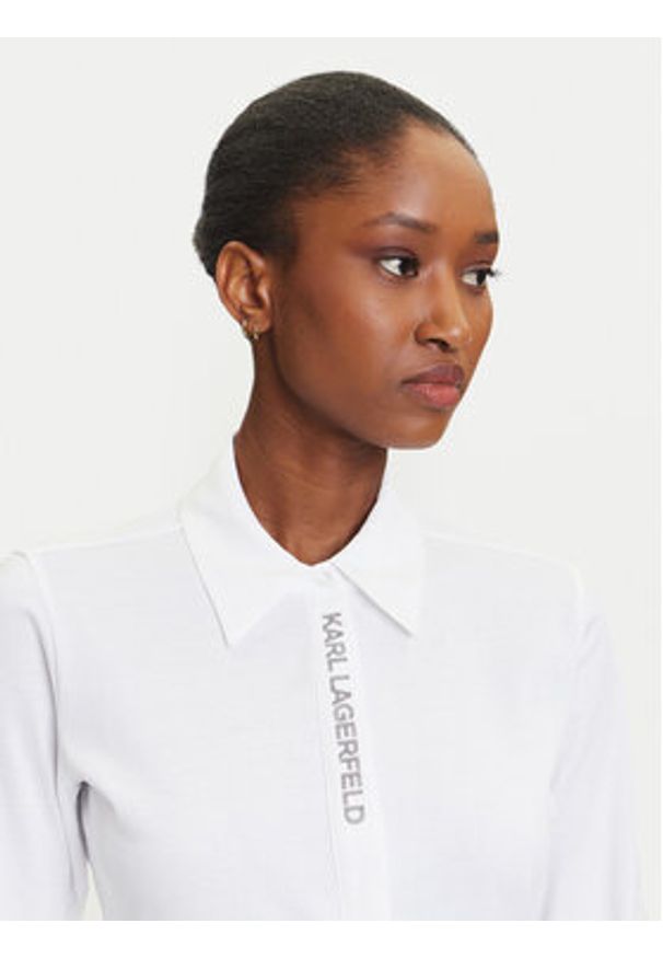 Karl Lagerfeld - KARL LAGERFELD Koszula A3W17103 Biały Slim Fit. Typ kołnierza: dekolt w karo. Kolor: biały. Materiał: bawełna