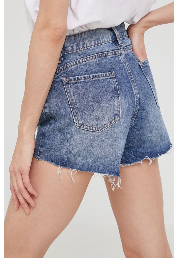 Answear Lab szorty jeansowe Push Up damskie gładkie high waist. Stan: podwyższony. Kolor: niebieski. Materiał: jeans. Wzór: gładki. Styl: wakacyjny