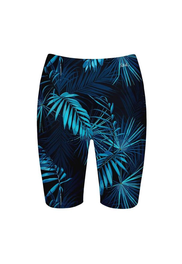 SLAVIWEAR - Bikery z kieszonką Slavi Dark Tropical. Kolor: czarny, niebieski, wielokolorowy